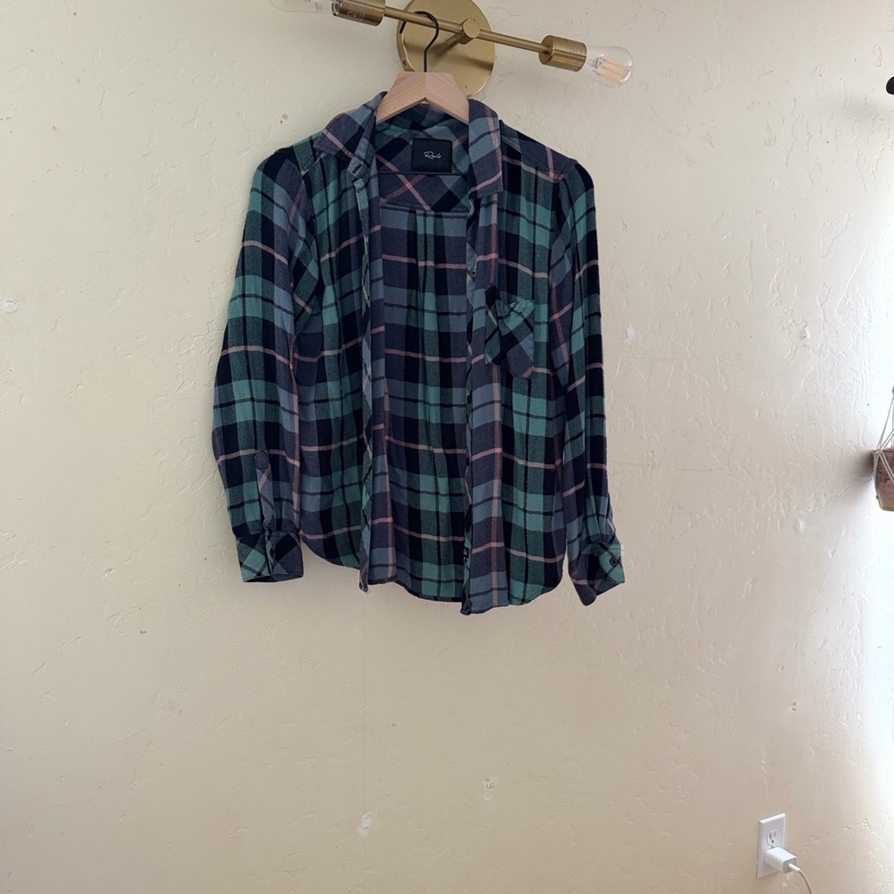 Rails Plaid Button-Down Shirt in Teal, Navy & Pink